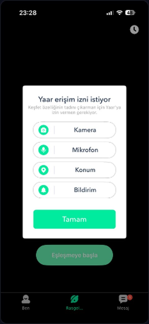 Livu izin ekranı